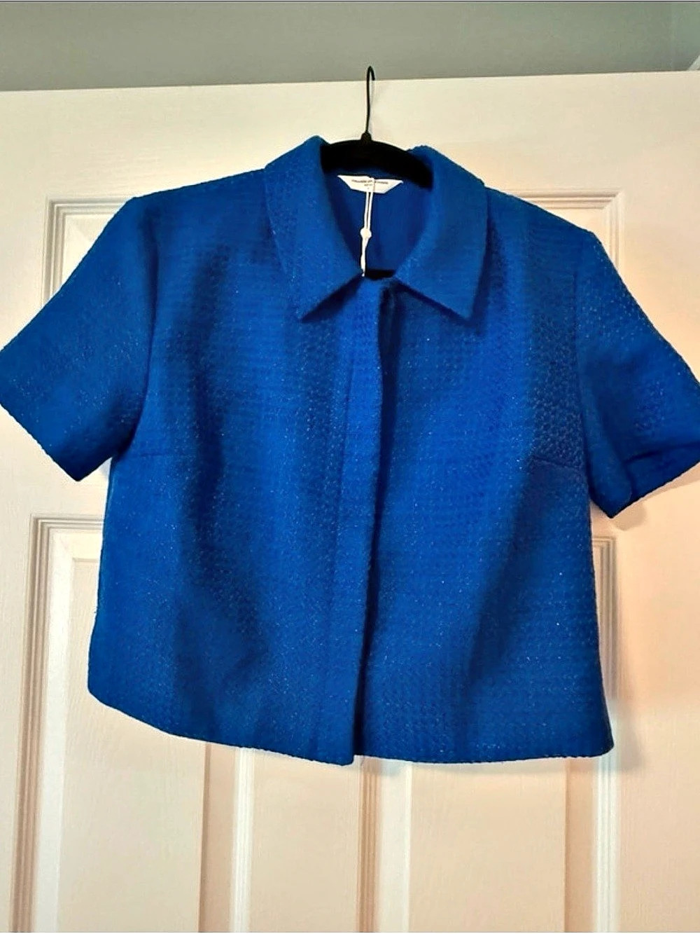 Amanda Uprichard Bello Short Sleeve Jacket Blue Size Small